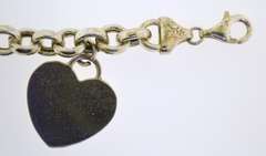 Italian Sterling Silver Rolo Chain hear charm Bracelet