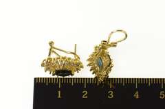 14K Yellow Gold Natural Sapphire Diamond Halo French Clip Earrings