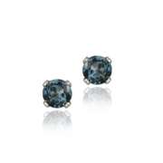 Sterling Silver 1/4ct London Blue Topaz Stud Earrings, 3mm