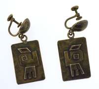Mexican Sterling Silver Navajo Drop Earrings