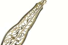 14K White Gold Art Deco Pearl Ornate Filigree Bar Pin/Brooch