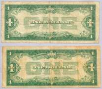 2 Types $1 Funnyback Silver Certificates