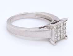 Platinum Princess Diamond Cluster Bridal Ring