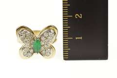 14K Yellow Gold 0.80 Ctw Marquise Emerald Diamond Butterfly Ring