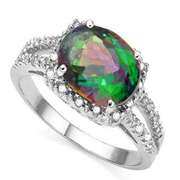 ALLURING ! 2 3/5 CARAT MYSTIC GEMSTONE & 1/5 CARAT (22 PCS) DIAMOND 10KT SOLID G