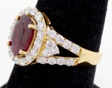 Royally Red Ruby & Diamond Ring in 18K Yellow Gold