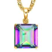 1.00 CT MYSTIC GEMSTONE 10KT SOLID GOLD PENDANT