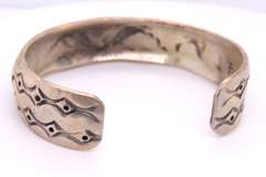 Vintage Sterling Silver Signed American Indian Cuff Bangle