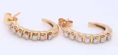 Sparkling Yellow Gold Diamond J Hoop Earrings