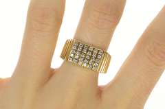 14K Yellow Gold 0.60 Ctw Men's Squared Diamond Striped Ring