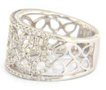 Graceful Diamond open Leaf Design Band in White Gold
