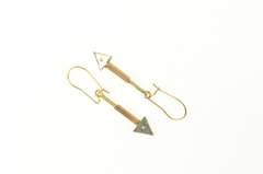 14K Yellow Gold Two Tone Diamond Arrow Ornate Dangle Earrings