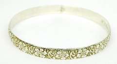 H.L. Lang Sterling Repousse Bangle Bracelet