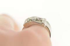 14K White Gold 1930's 0.61 Ctw Old European Diamond Buckle Ring
