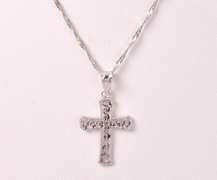 14KT White Gold Cross and Chain