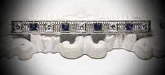 Exquisite Vintage Filigree Platinum Sapphire & Diamond Brooch