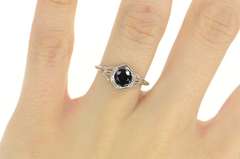 14K White Gold 1.02 Ct Art Deco Filigree Sapphire Engagement Ring