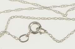 14K White Gold 0.6mm Rolling Spiral Twist Link Simple Chain Necklace