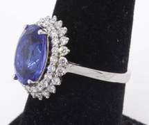 Spectacular 14K White Gold Tanzanite & Diamond Ring