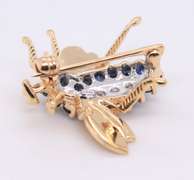 Cute Yellow Gold Sapphire and Diamond Bee Brooch