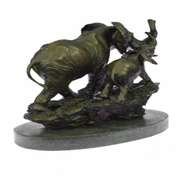 Mother and Child African Elephant Bronze Sculpture