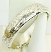 Vintage Wide English Sterling Bangle Bracelet
