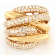 Majestic 18kt Yellow Gold Diamond Crossover Multi Row Ring