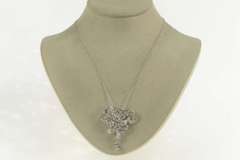 Platinum 1.63 Ctw Victorian Elaborate Flower Swirl Pendant/Pin