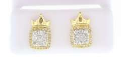 Regal Diamond Cluster 10k Yellow Gold Earrings