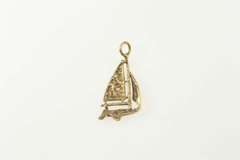 14K Yellow Gold 3D Sail Boat Ocean Sailing Nautical Charm/Pendant