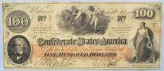 $100 1862 Series Confederate States Note