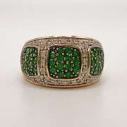 14kt Gold, Diamond, & Tsavorite Ring