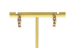 10K Yellow Gold Channel Graduated Ruby Diamond Semi Hoop Earrings