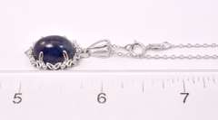 Stunning Massive 11.46CTS Cabochon-Cut Star Sapphire & 0.10CTW Diamond Pendant Necklace in Sterling Silver