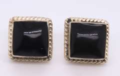 Vintage Sterling Silver Mexico Black Onyx Earrings