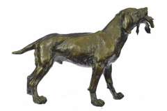 Shaggy Dog Captures a Bird Bronze Sculpture