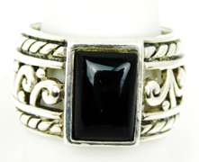 Silpada Wide Sterling Black Onyx Ring, Size 10