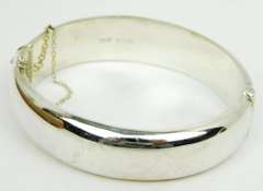 Vintage Wide English Sterling Bangle Bracelet