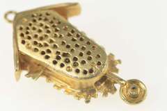 14K Yellow Gold Articulated German Clock Ruby Sapphire Charm/Pendant