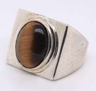 Sterling Silver Signed Tiger Eye Ring
