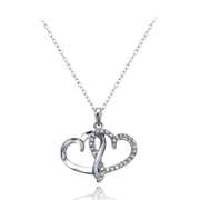 Sterling Silver 1/4ct Diamond Double Open Heart Necklace