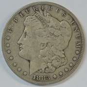 Scarce key date 1883-CC Morgan Silver Dollar. Nice circ