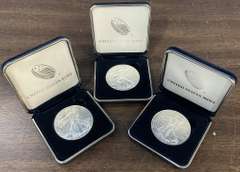 Gem BU 2018, 2019, & 2020 $1 Silver Eagles in original US Mint boxes