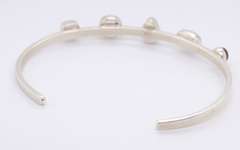 Lot of 2 Vintage Sterling Silver Gemstone Cuff Bangles