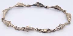 Vintage Sterling Silver Dolphin Link Bracelet