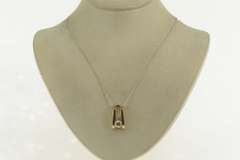 14K Yellow Gold 0.95 Ct Diamond Solitaire Raised Split Bar Pendant