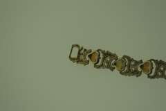 Sterling Silver , 12KT Yellow And Rose Gold Leaf Stem Bracelet