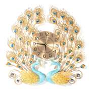 3D Peacock Wall Clock Large Metal Art