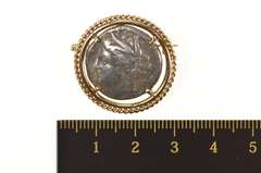 14K Yellow Gold Ancient Greek Coin Rope Trim Statement Pin/Brooch