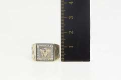 14K Yellow Gold Diamond Squared Medusa Greek Myth Ring